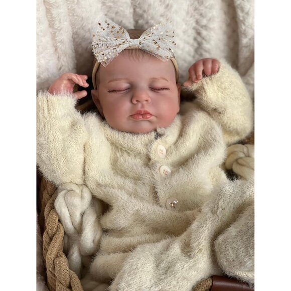 🆕 Reborn Baby Doll Cream Hand Painted Hair Asleep Cuddly Body Premie Xmas Gift - Picture 7 of 7
